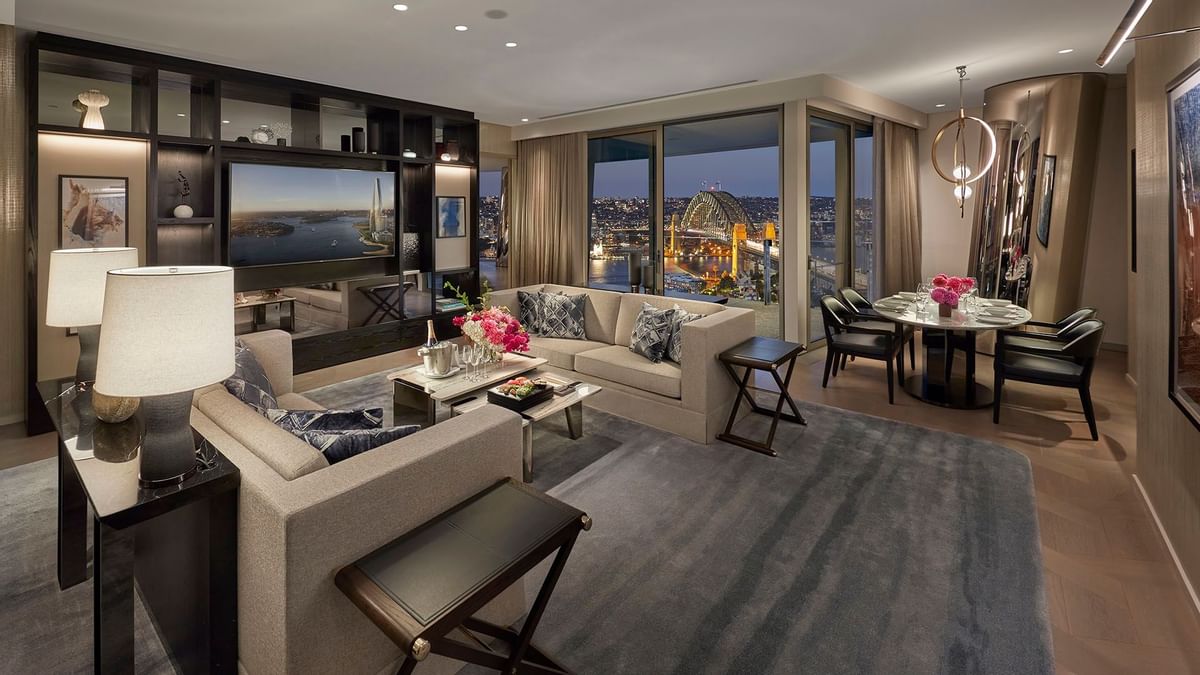 Living room in One Bedroom Crystal Villa at Crown Towers Sydney