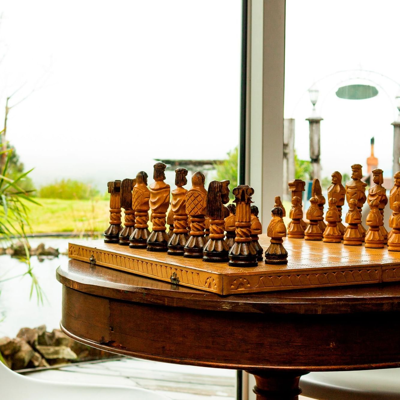 Closeup of a chessboard at Las Cumbres Boutique Hotel & Spa
