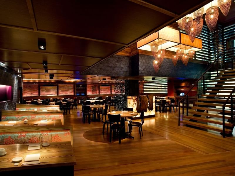Dining area in Nobu restaurant at Crown Hotel Melbourne