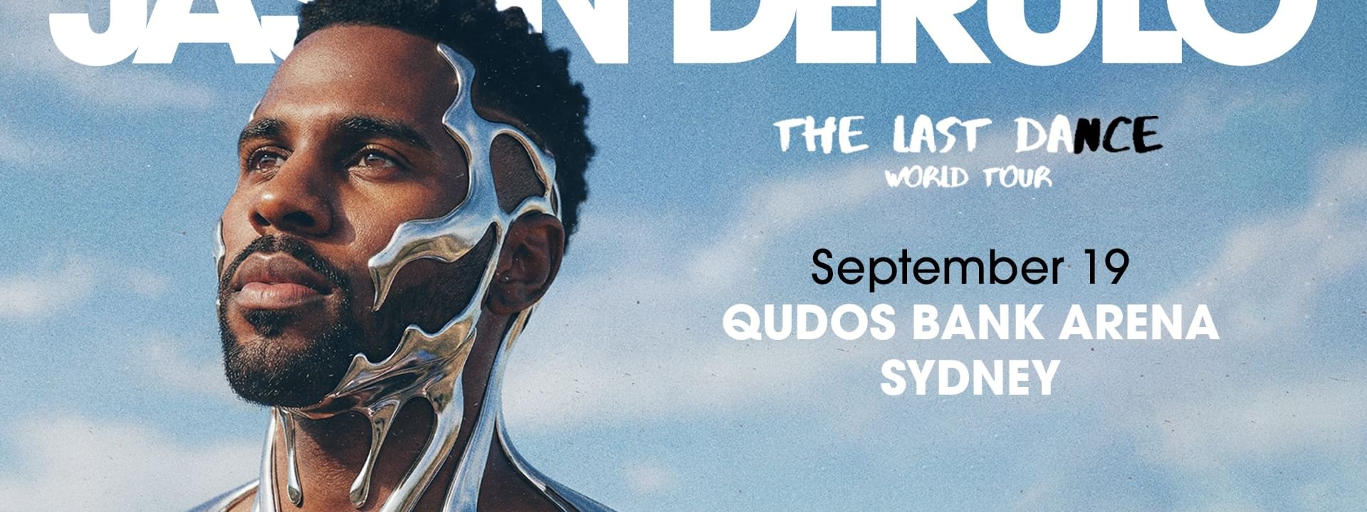 Concert promotional poster for Jason Derulo's The Last Dance World Tour at Qudos Bank Arena Sydney on September 19, 2026
