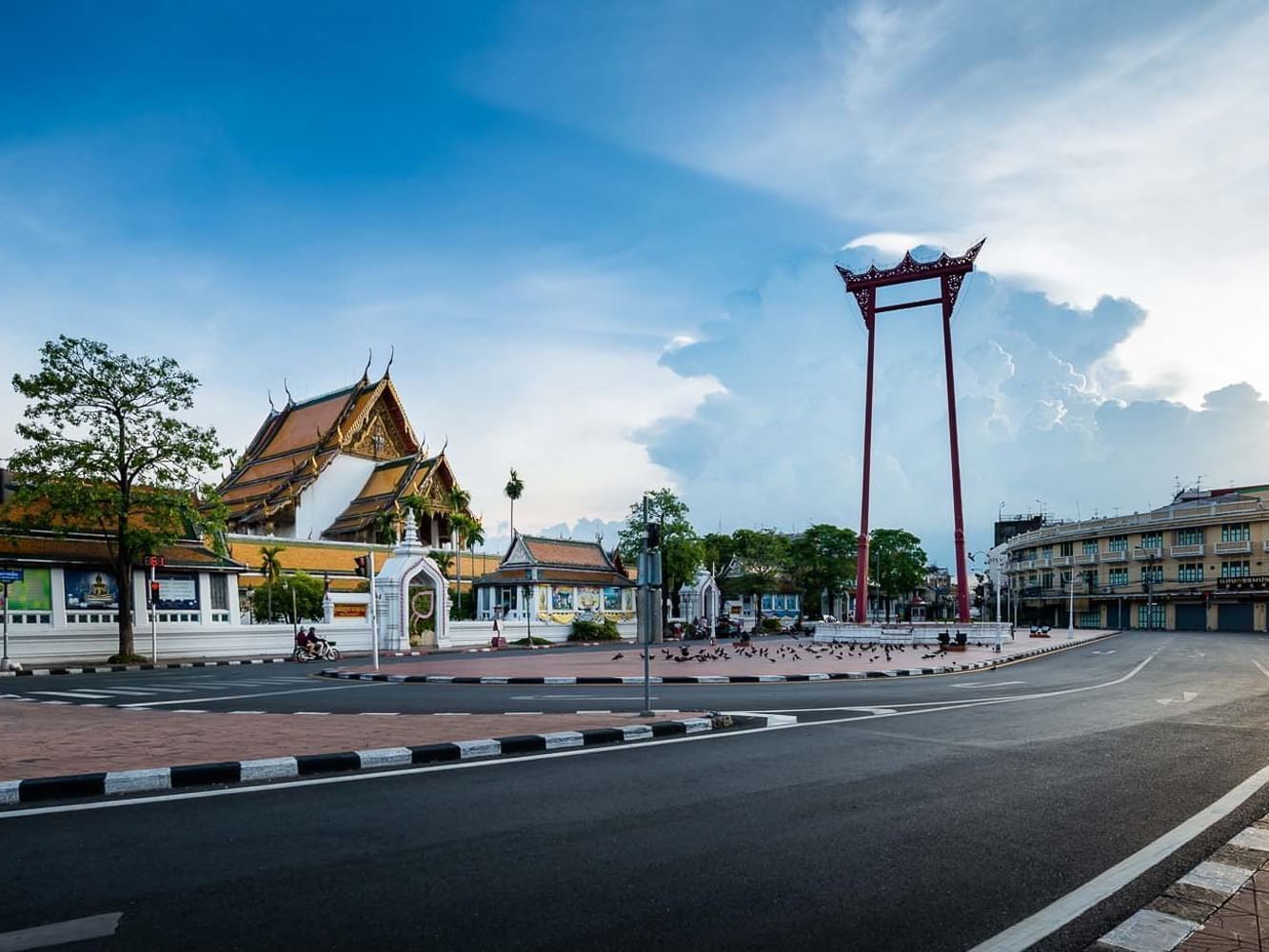 Entrance roadside of Wat Suthat near Chatrium Grand Bangkok