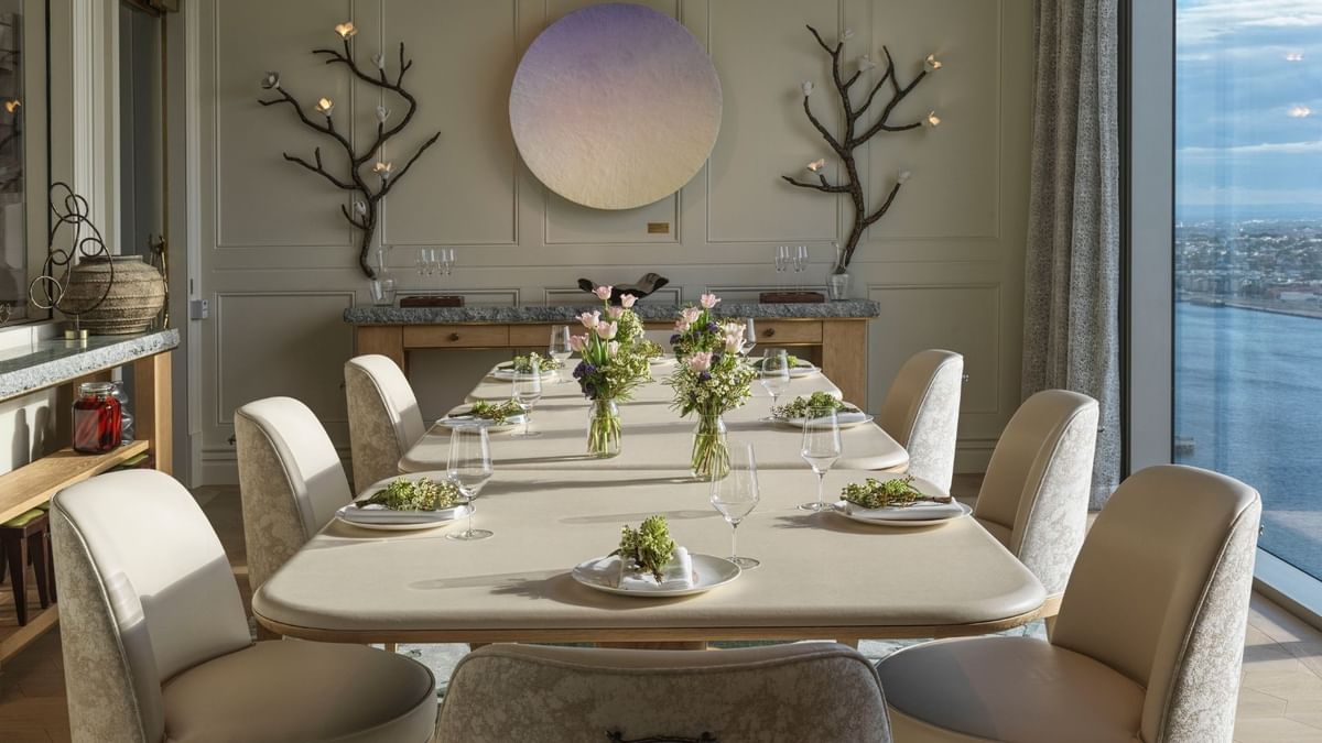 Prepared dining table in the dining room at Crown Towers Sydney
