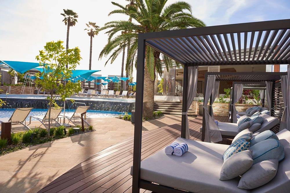 Close-up on sun loungers near the pool at Crown Hotel Perth