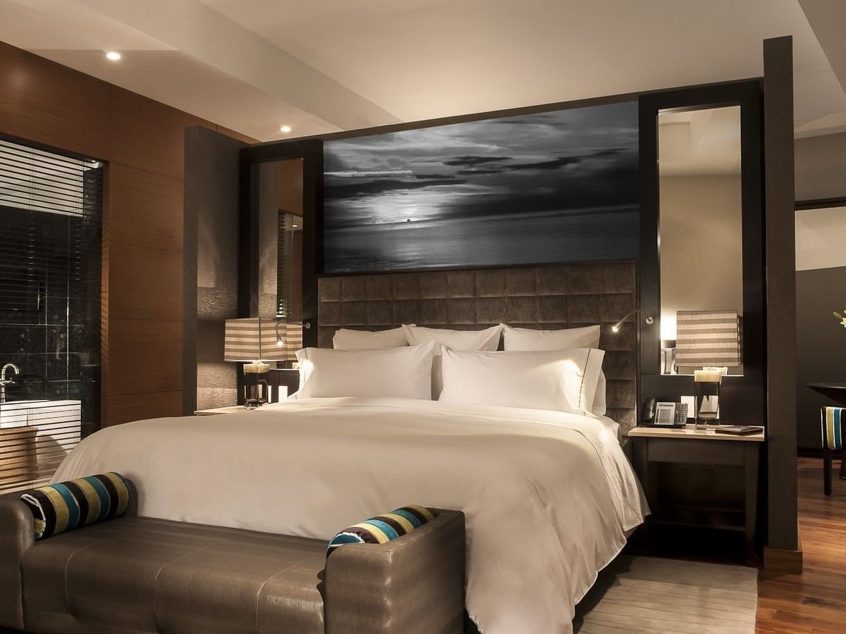 Executive Suite's kings bed at Live Aqua Urban Resort Mexico