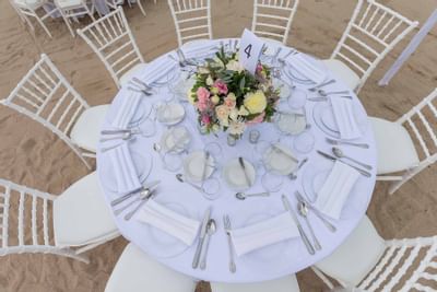 Top view of a table set-up in a wedding at Buenaventura Grand