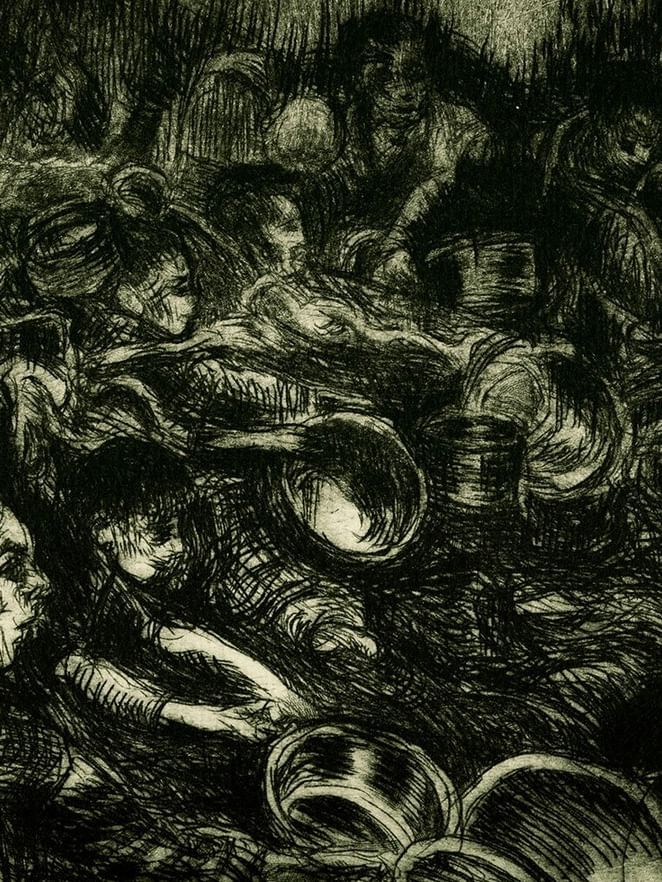 Pat Hoffie, Australia b.1953 / Image from a limited edition of 6 from the MMXXIV folio box printed at Cobalt Editions, 2024 / Drypoint on Somerset / 30 x 20cm / Courtesy: Pat Hoffie / Photograph: Nina White
