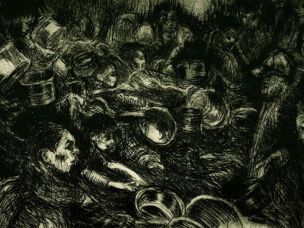 Pat Hoffie, Australia b.1953 / Image from a limited edition of 6 from the MMXXIV folio box printed at Cobalt Editions, 2024 / Drypoint on Somerset / 30 x 20cm / Courtesy: Pat Hoffie / Photograph: Nina White