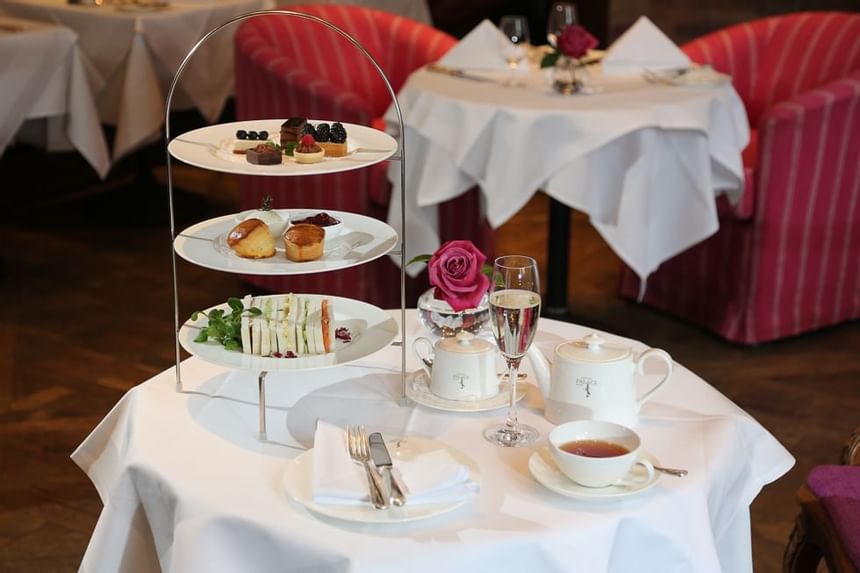 Close-up of an Afternoon tea served at Hotel Palace Munich
