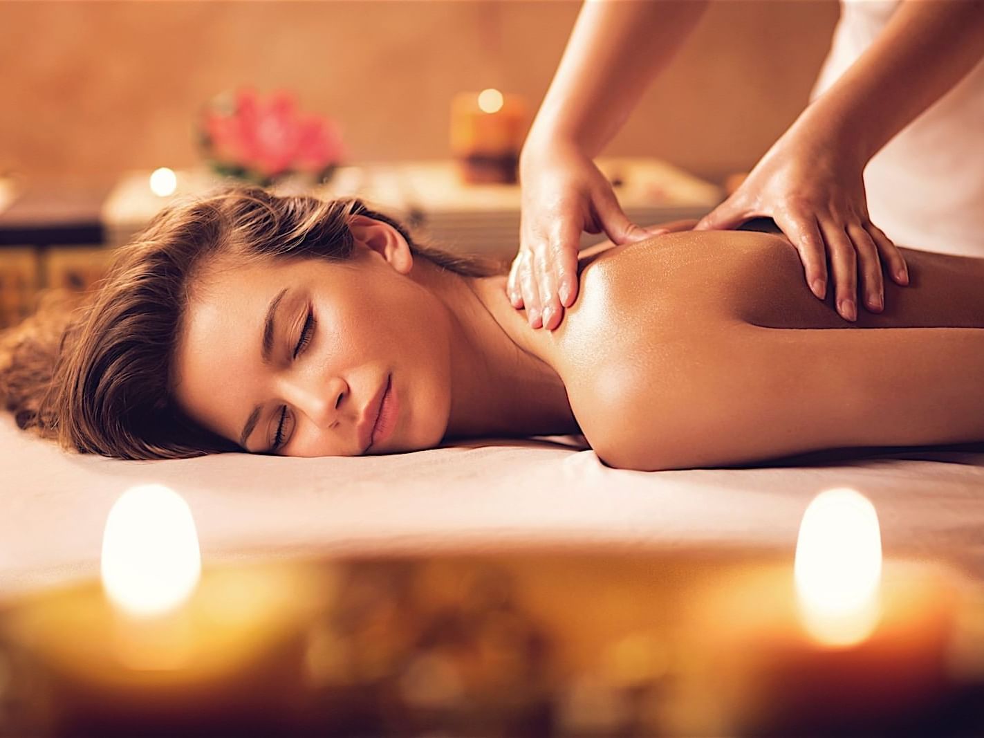 Closeup of a lady receiving a massage in Spa at Accra Hotels