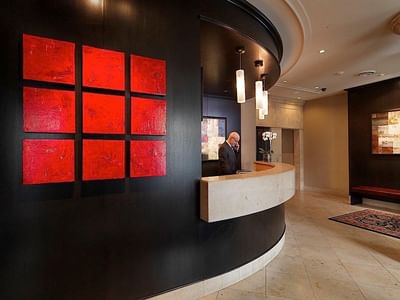 Reception desk by the lobby area at The St. Regis Hotel, a boutique hotel Vancouver
