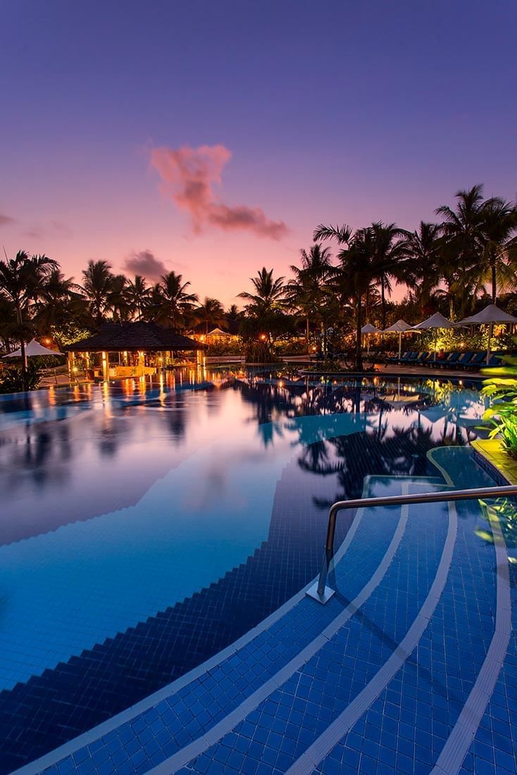 Pool Night View at Warwick Le Lagon Vanuatu