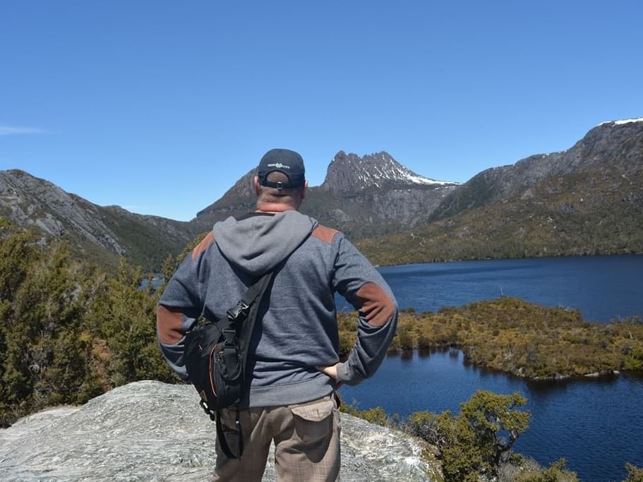 A man at the Cradle Mountain near The Strahan Village