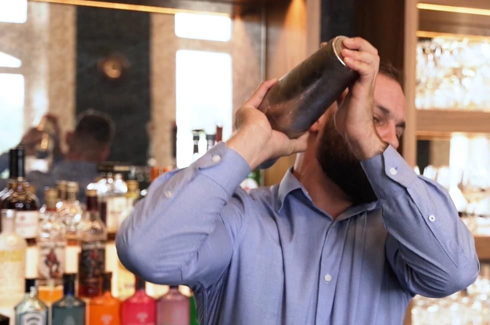 bartender creating cocktail at easthampstead park in wokingham