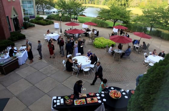 Tables and buffet set-up for event at Honor’s Haven Retreat