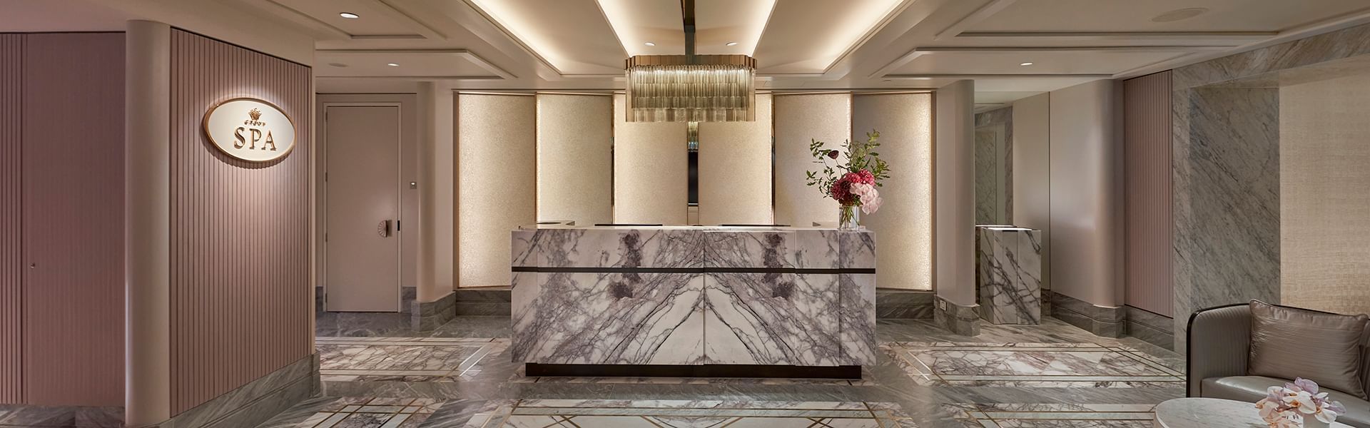 The reception counter in Crown Spa at Crown Towers Sydney