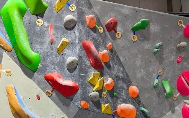 Oakwood Climbing Centre in Wokingham featuring a close up of the climbing wall