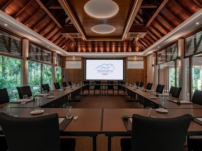 Square table arranged in a Conference Room at The Banjaran Hotsprings Retreat