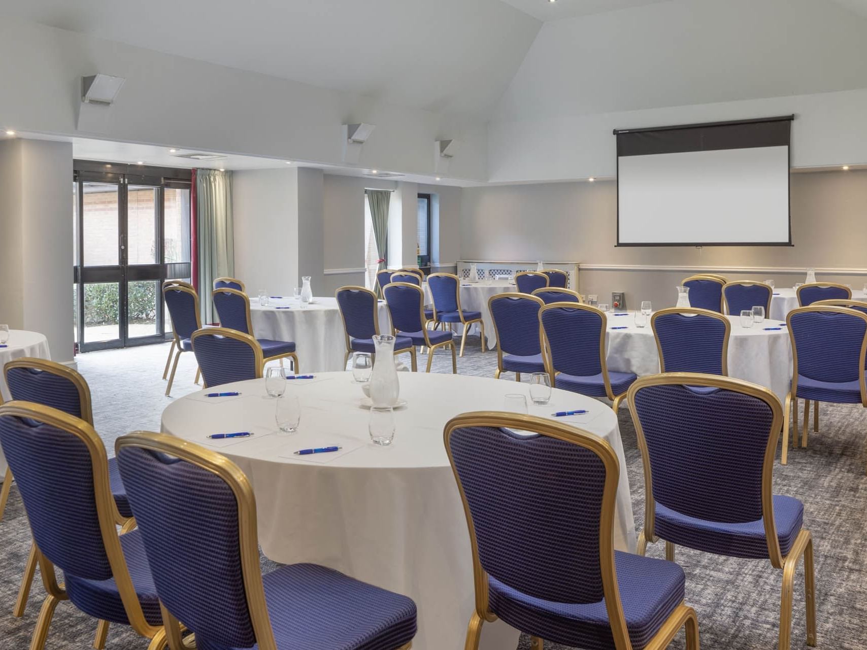 Banquet table set-up in Hogarth Suite at Bridgewood Manor Hotel