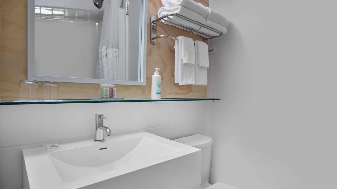 Toilet and sink in bathroom