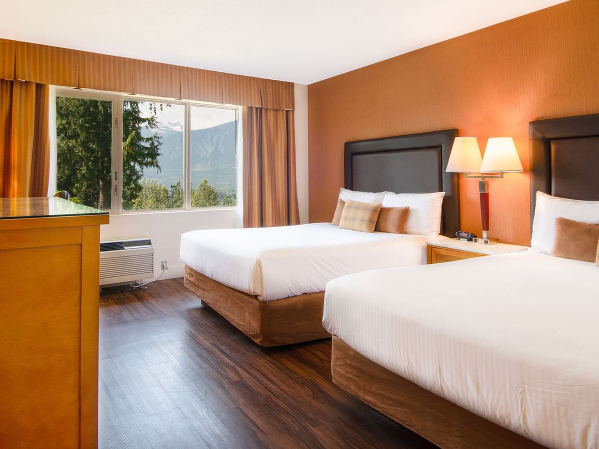 Hotel guest room with two queen beds
