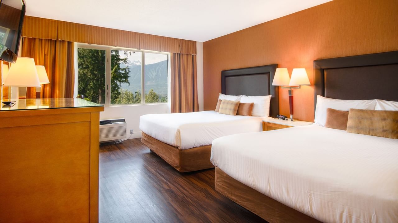 Hotel guest room with two queen beds