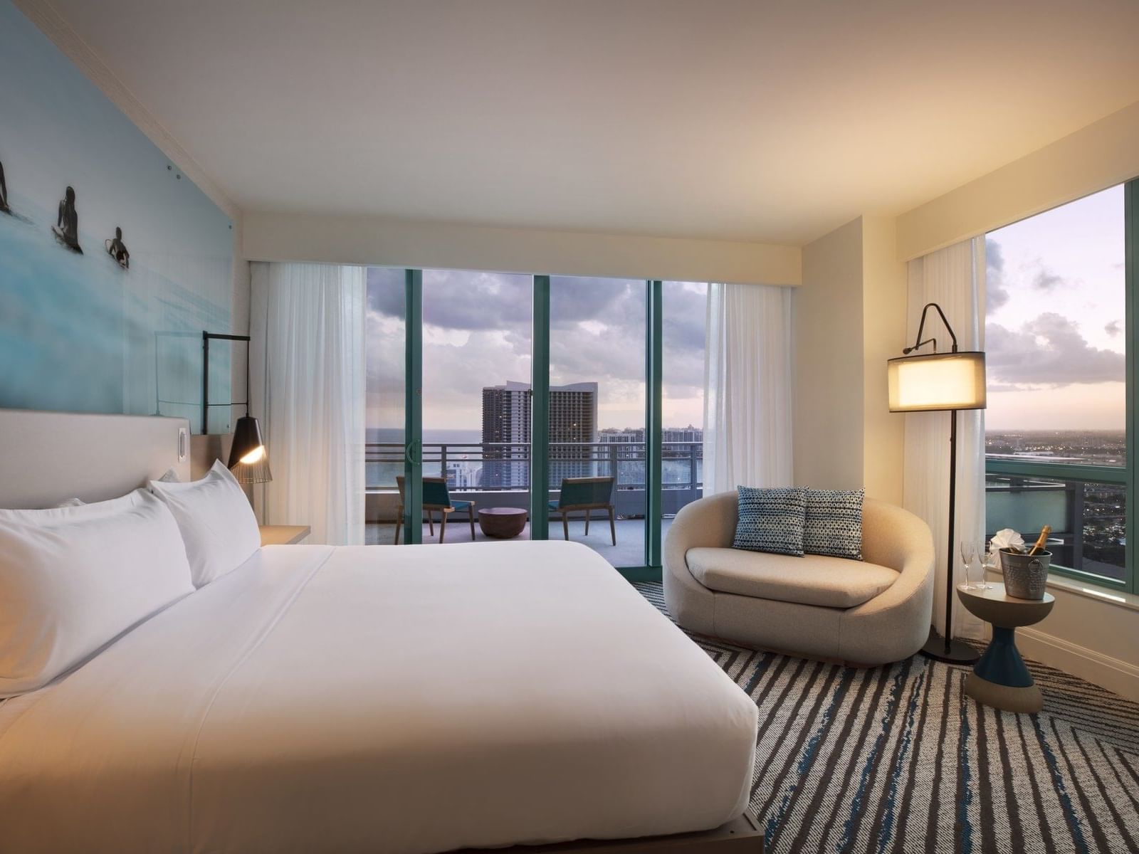 Intracoastal View bedroom with a king bed at Diplomat Resort