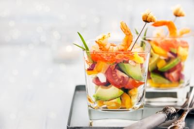 Two cocktail salads served in glasses at Sunseeker Resort