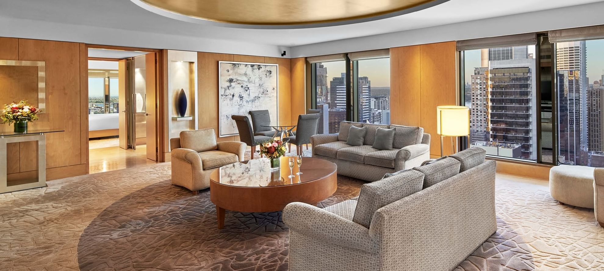The living area in the Executive Suite at Fullerton Sydney