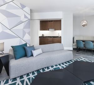 Living area in Crystal Suite at Warwick Le Crystal