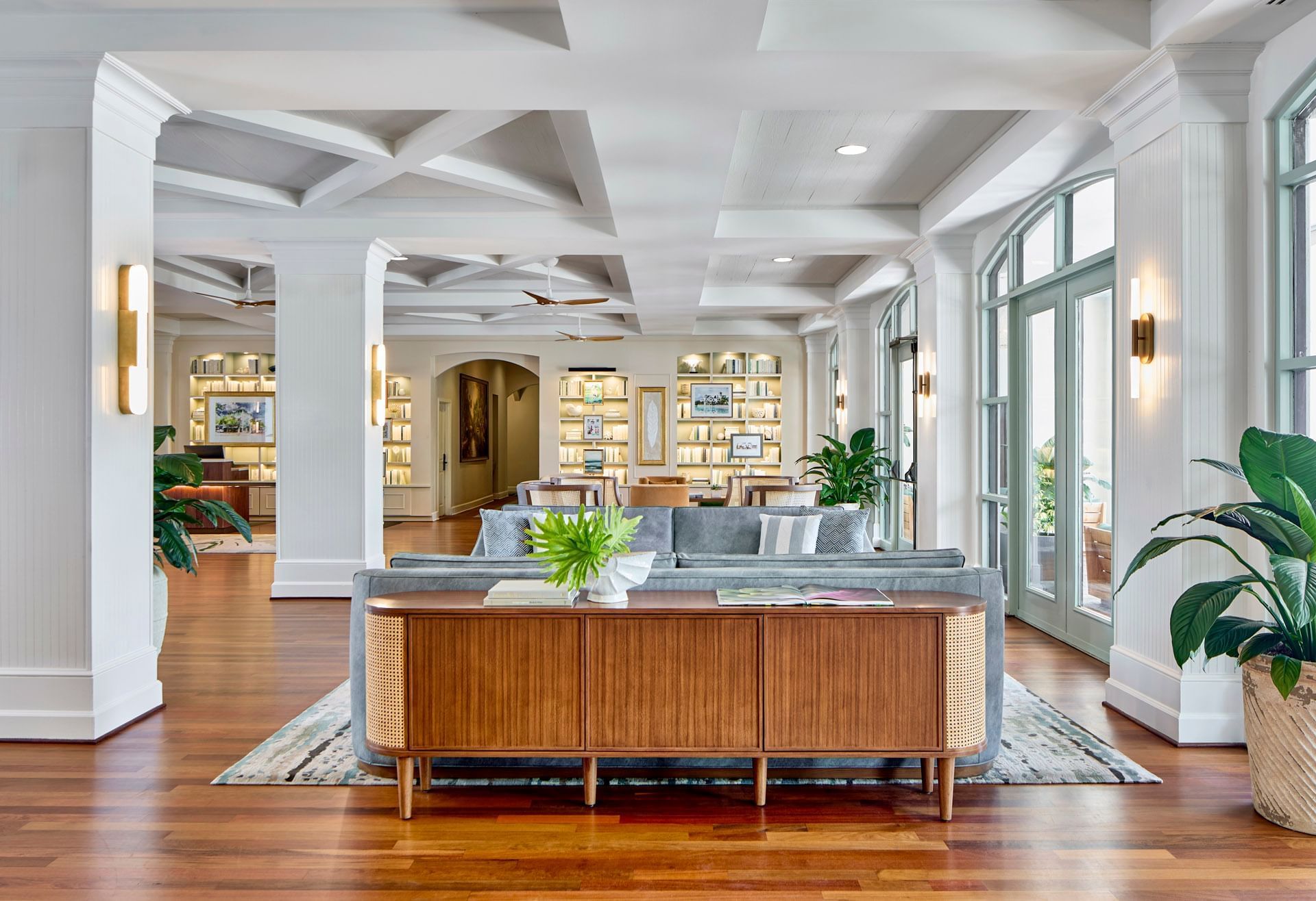 The stylish lobby lounge at the Inn at Celebration is a relaxing place to unwind before visiting Celebration FL restaurants