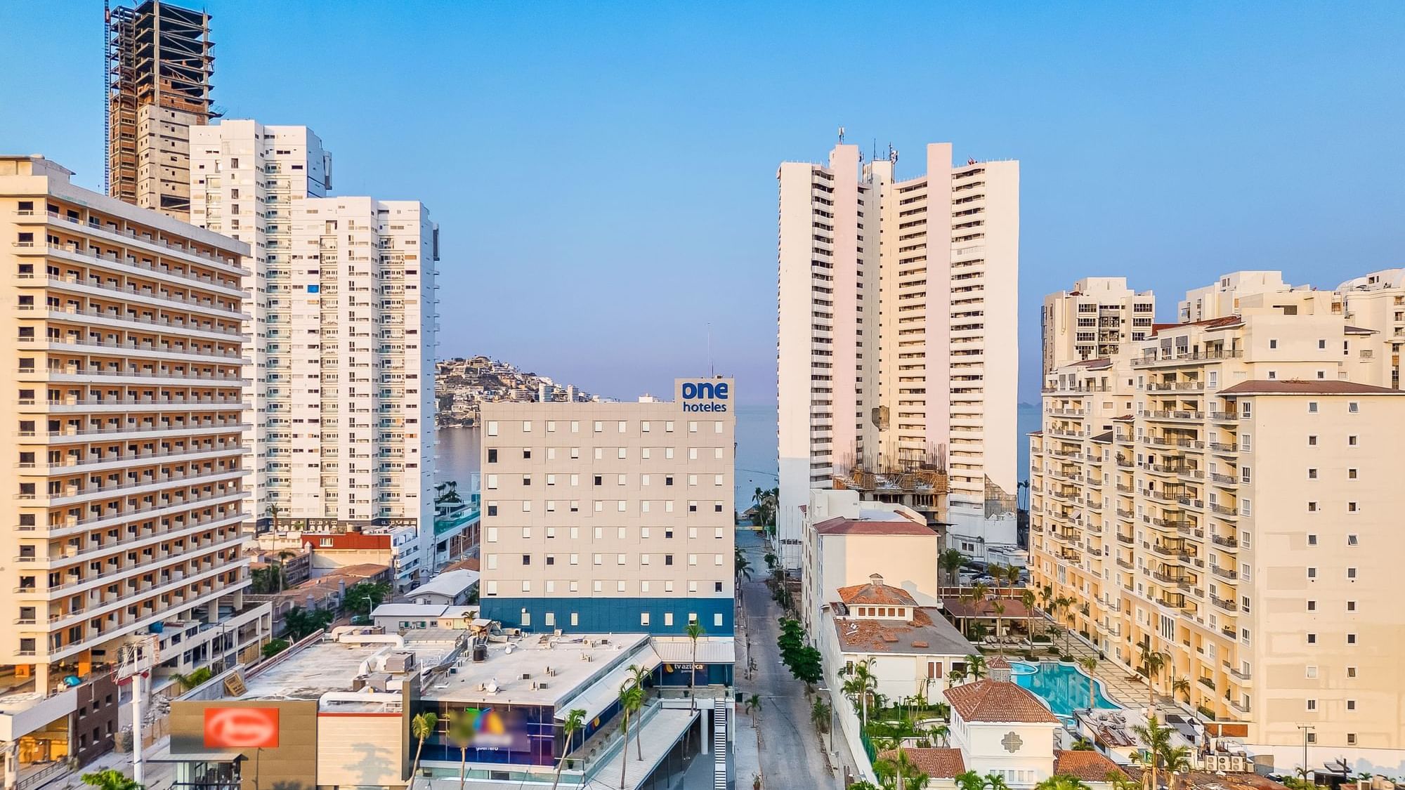 Aerial view of One Acapulco Costera with cityscape