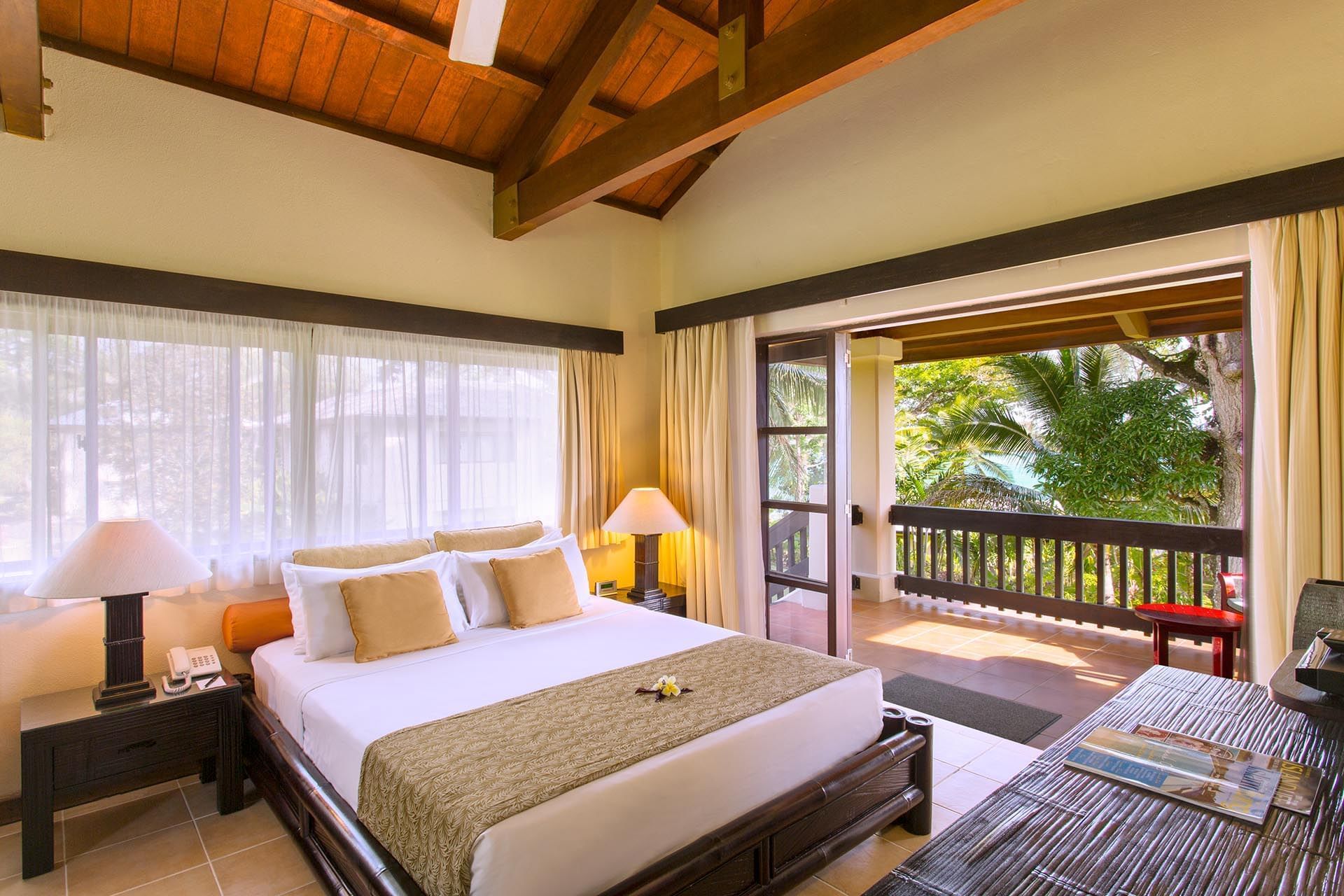 Interior of the Lagoon View bedroom at Warwick Le Lagon 