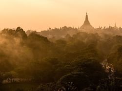Aerial view of Shwedagon Pagoda near Chatrium Hotel Royal Lake Yangon