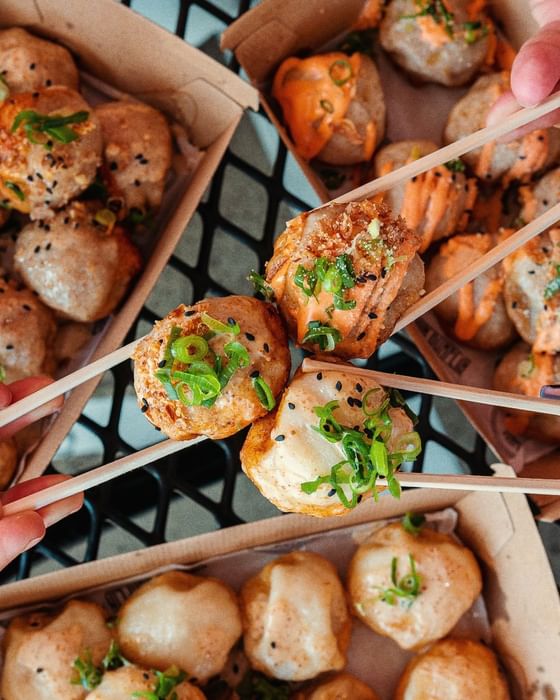 Variety of dumplings served at Nesuto Stadium Hotel and Apartments