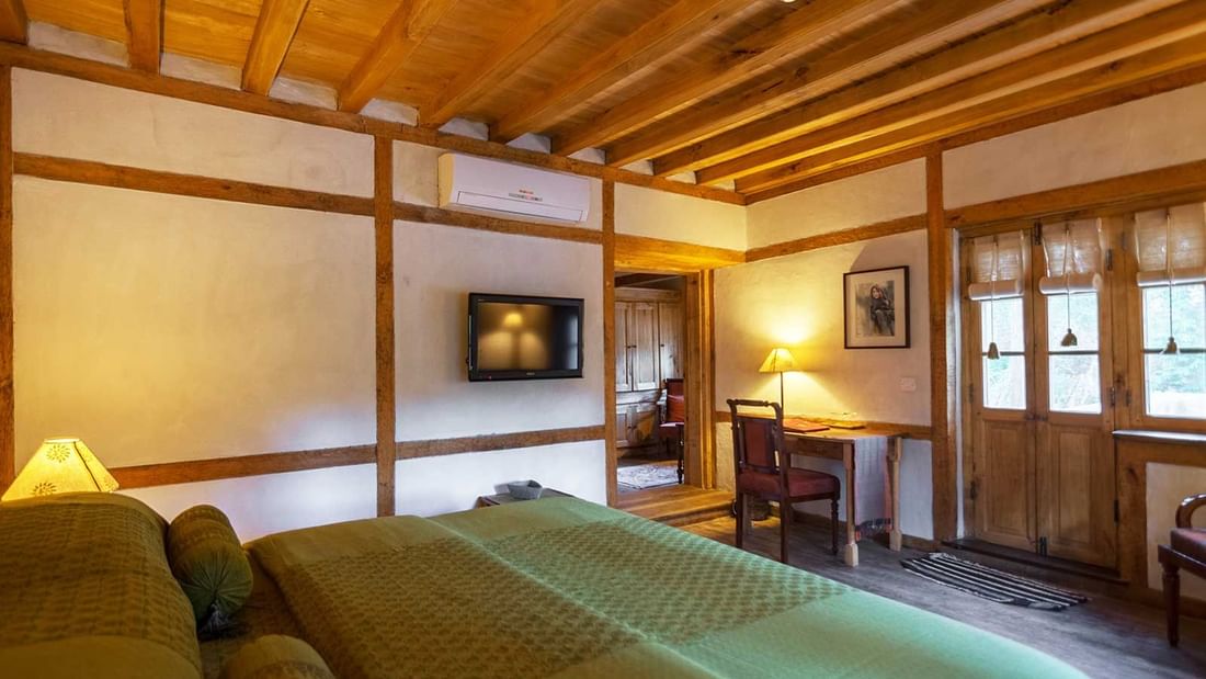 Interior of the Heritage Suite bedroom at Serena Khaplu Palace
