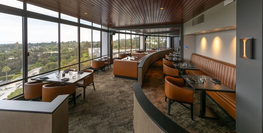 Interior Restaurant with floor to ceiling views of the Westside Hillside
