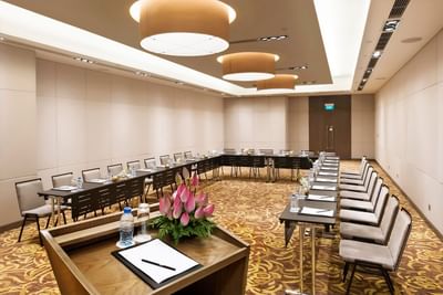 U-shaped meeting room table setup arranged at Eastin Grand Hotel Saigon