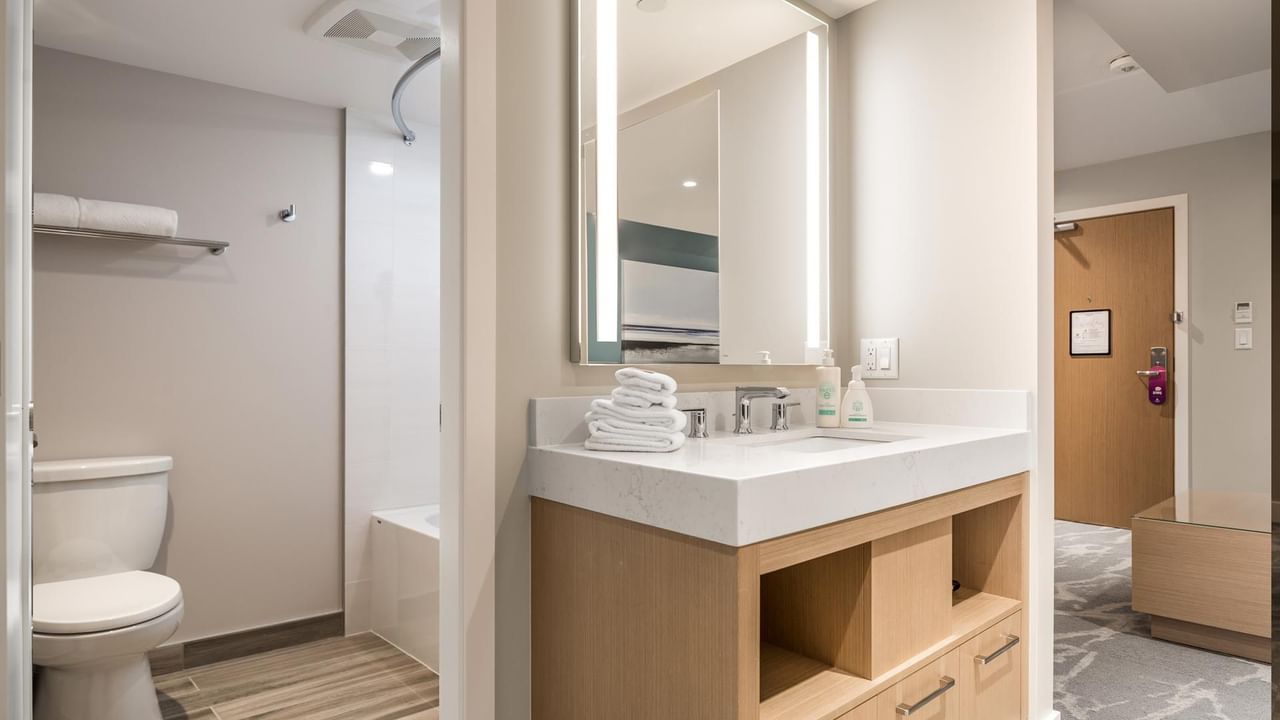 View of bathroom and vanity