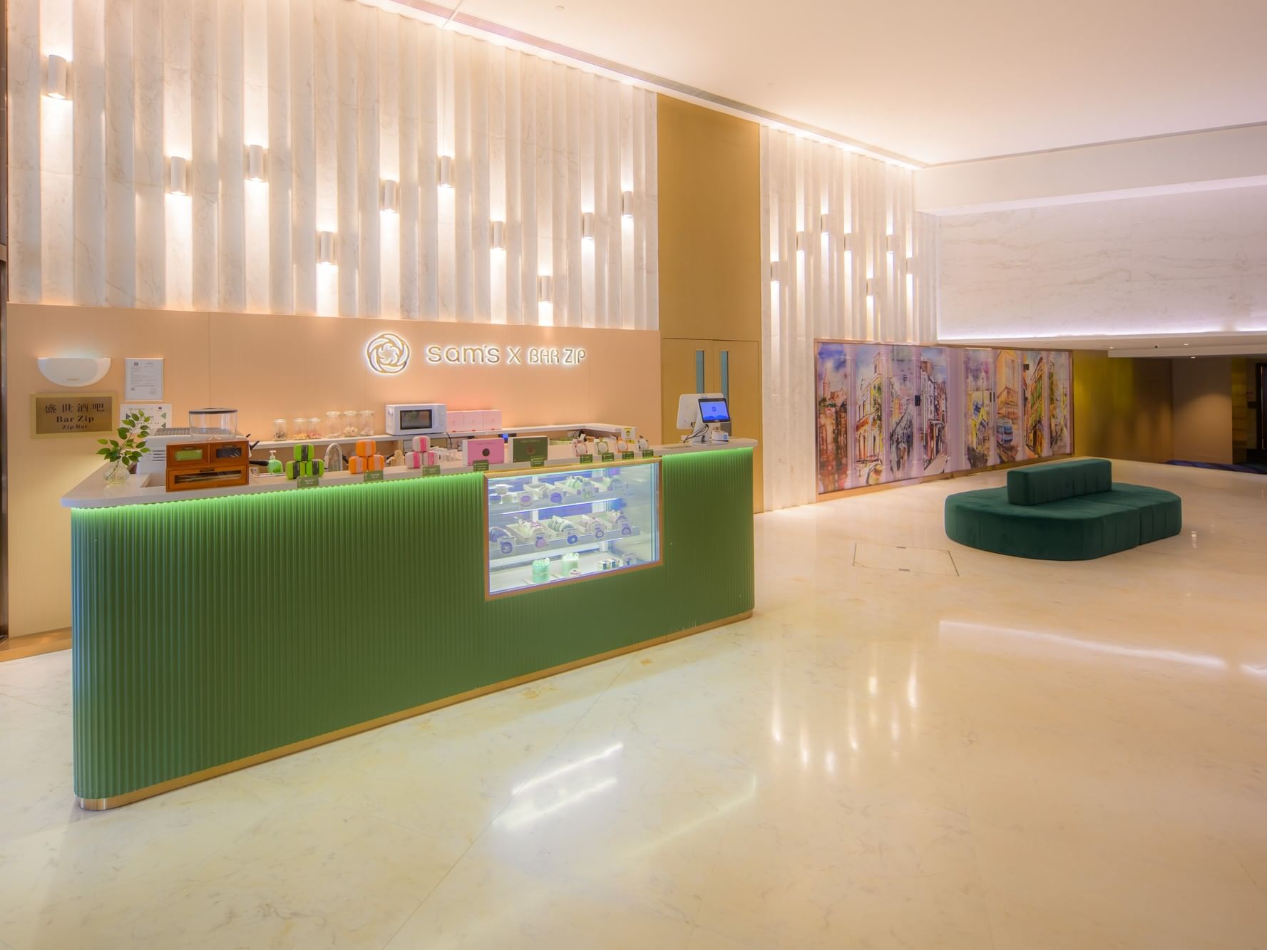 Modern Sam's X Bar Zip cafe counter at the Inn Hotel Macau, one of the best restaurants in Macau