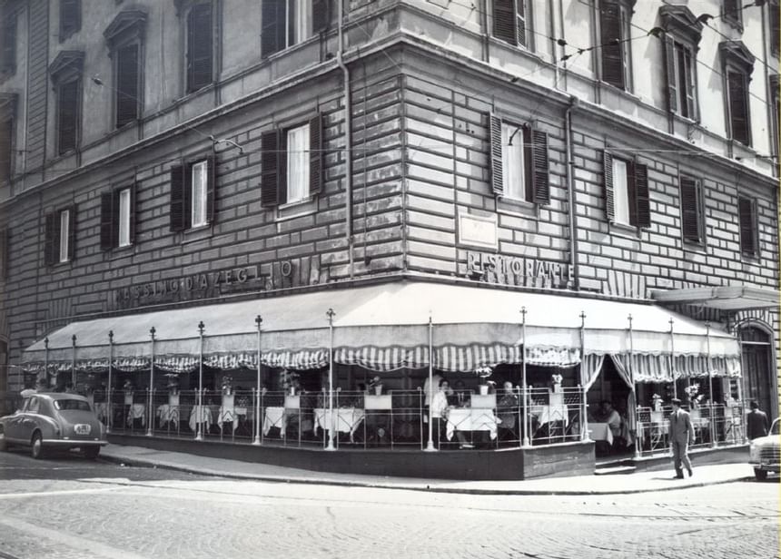 Black & white image of an exterior view of Bettoja Hotels Group