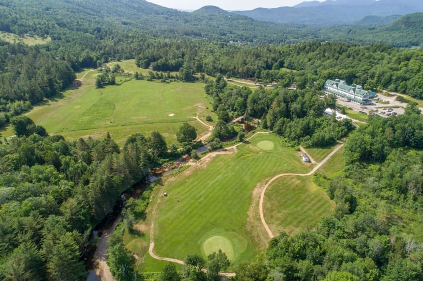 Aerial view of the exterior of Eagle Mountain House & Golf Club