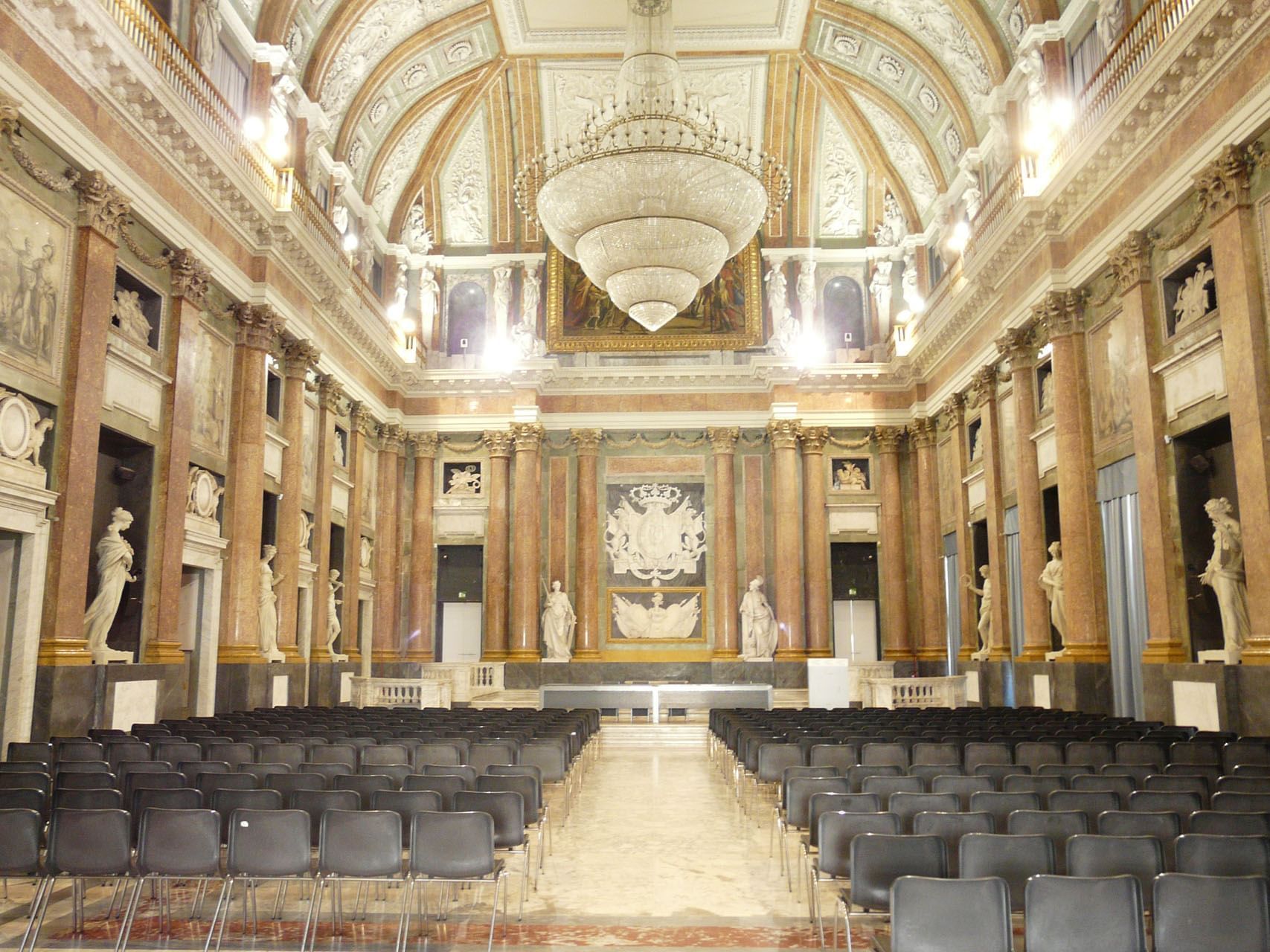 Auditorium with theatre set-up in Palazzo Ducale near Hotel Nologo