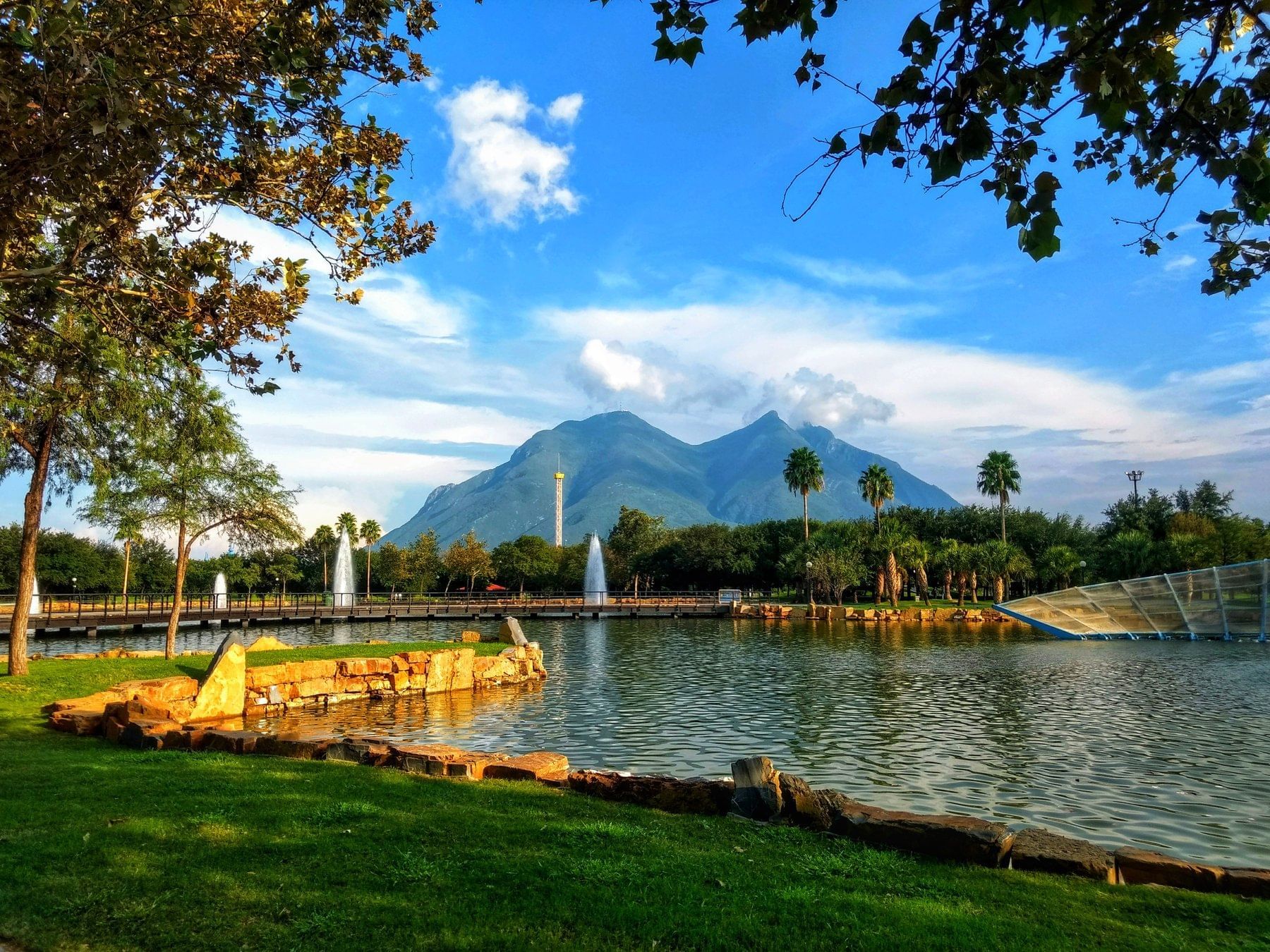Lake of the CINTERMEX Fundidora Park in the Monterrey city