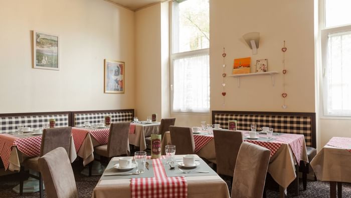 Interior of a dining area at Hotel de l'Ange