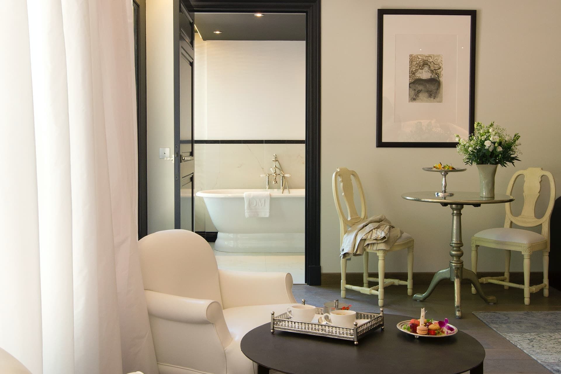 Living area in Prestige Suite at Domaine de Manville