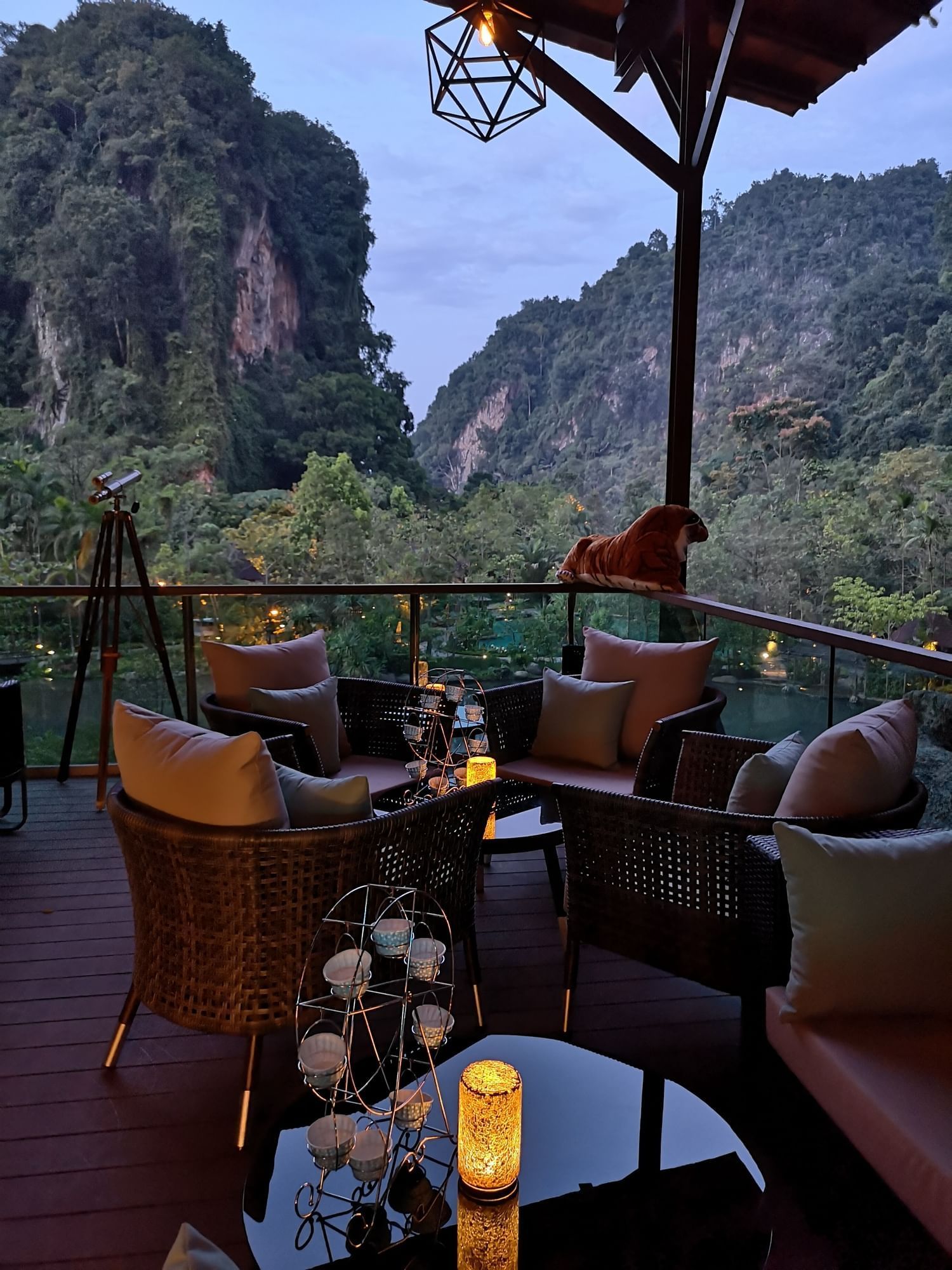 Terrace lounge area in Sky Bar at The Banjaran Hotsprings Retreat
