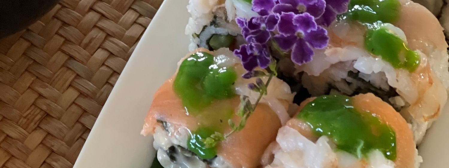 Sushi roll and sauce at Wild Ginger Restaurant & Bar in Efate at Warwick Le Lagon - Vanuatu