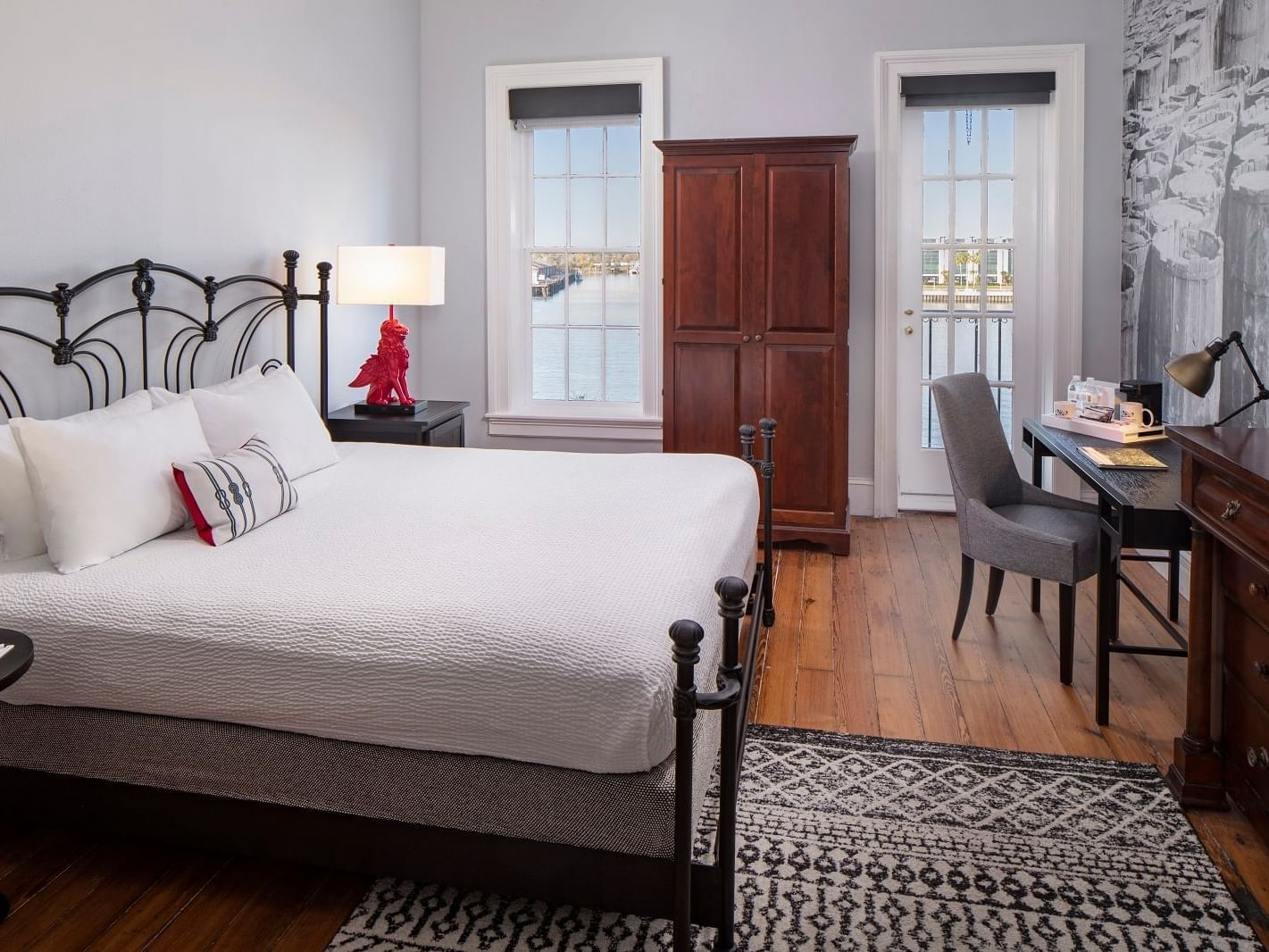 Side view of the comfortable bedroom at River Street Inn