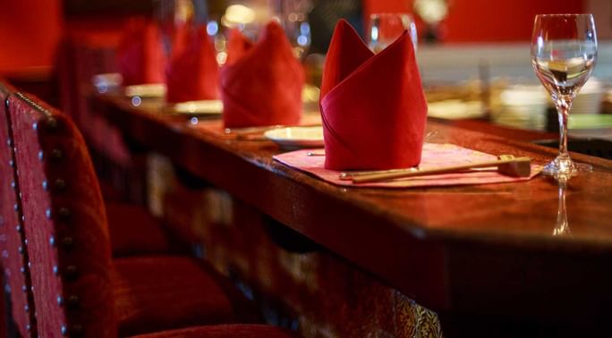 Closeup on Table setup in Wild Rice at Islamabad Serena Hotel