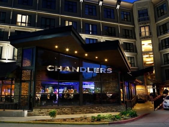 Exterior night view of the to Chandlers near The Grove Hotel